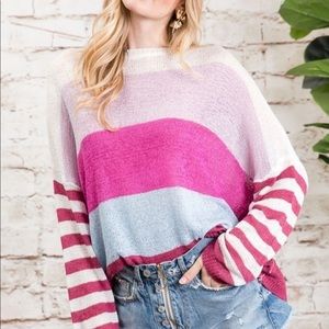 NWT Colorblock Slouchy Boyfriend Lightweight Sweatshirt Lagenlook Women's Medium